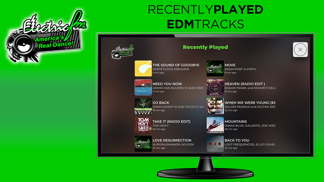 ElectricFM Recently Played Tracks