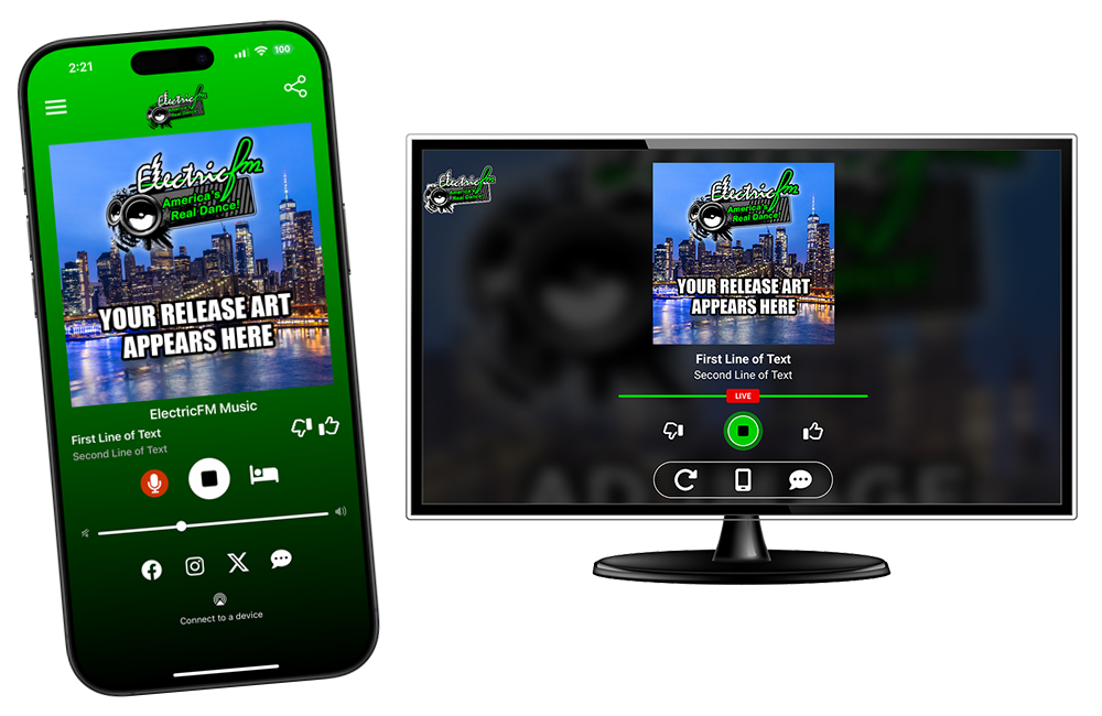 Your Release Information Appears on our ElectricFM Apps