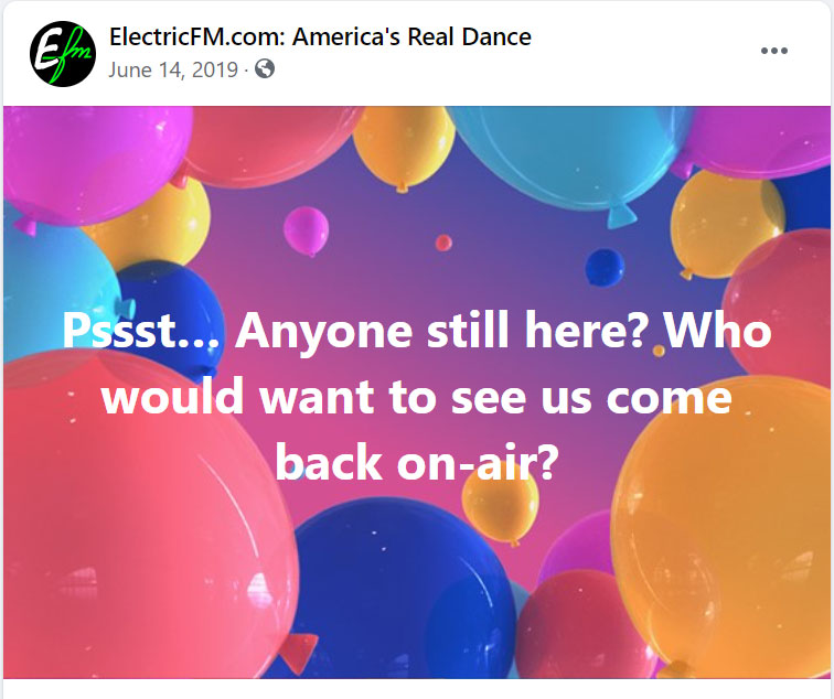 ElectricFM Facebook Post - June 2019